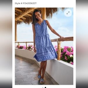 Talbots Voile Swing Dress Oval Medallion 100% Cotton Fully Lined.